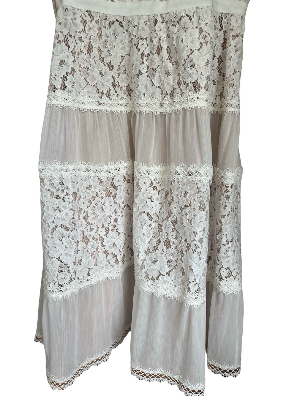 City Chic Rosalyn Lace Cream Beige Tiered Midi Tank Dress L/20 - Picture 5 of 12